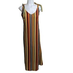 New Look Dress Sleeveless V-Neck Lightweight Maxi Adjustable Straps Multicolor M